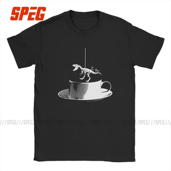 Muži T-Shirt Čaj Rex Jedinečný Bavlna Tee Tričko Krátky Rukáv Jurský Dinosaura Piť Kávu T Shirt Crewneck Oblečenie Obrázok