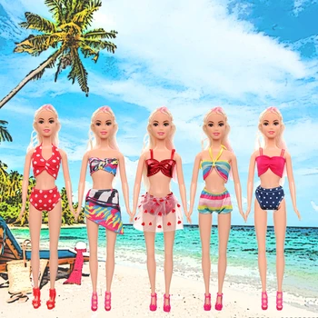 Barwa Módne Ručné 30 Položiek/set= Random 4 kus Plavky + 6 Split Plavky + Náhodný 20 topánky Pre Bábiku Barbie Najlepšie Gilr Darček