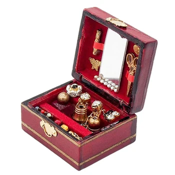 Hračka 1/12 Šperky Box Darček Klasická Doll House Ornament Deti Mini Luxusný Toaletný Stolík Miniatúr, Dekorácie, Doplnky