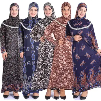 Lacné Moslimských Módne Šaty Kvetina Tlače Pulóver Turecko Abaya Dubaj Modlitba Šaty Turecký Islamské Oblečenie Ramadánu Kostým Sady