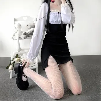 Sexy Ženy, Vysoký pás sieťované pančuchy klub pančuchové nohavice pánty pletenie čistý pantyhose oka bielizeň Anime Lolita Cosplay Kostýmy 2021