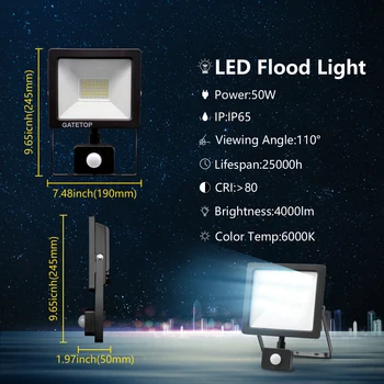 50W! LED Snímača Pohybu Floodlight Indukčné Štýl IP65 Studeného Bieleho Svetla 6000K Ľudské Telo Indukčné Vody Dôkaz Lampa