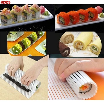 DIY Hot Predaj Silikónové Sushi Navi Rohože Umývateľný Sushi Roll Formy Mat Japonské Jedlo Valcovanie Ryža Koľajových Maker Tortu Roll Pad