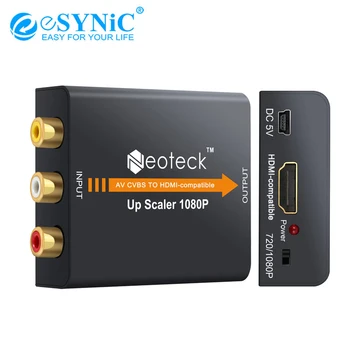 ESYNiC 1080P AV NA Kompatibilný s HDMI Prevodník, 3RCA AV CVBS Na Kompatibilný s HDMI Prevodník Adaptér S USB Napájací Kábel Pre PS3 TV