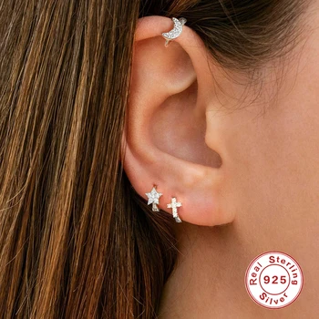 Aide Pendiente Plata 925 Sterling Silver Piercing Huggie Náušnice Pre Ženy Ohrringe Prívesok Hoop Earings Šperky Slučky Earing