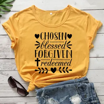 Vybrané Požehnaný Odpustené Vykúpení T-shirts Ženy Efektné Grafické Kresťanská veľká noc Tričko Módne Letné Náboženskej Cirkvi Tees Topy