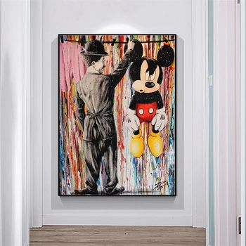 Disney Abstraktné Mickey Mouse Graffiti Art Plátno Na Maľovanie Donald Duck, Plagát A Tlač Wall Art Obraz Chlapec, Izba Domáce Dekorácie