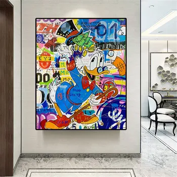 Disney Abstraktné Mickey Mouse Graffiti Art Plátno Na Maľovanie Donald Duck, Plagát A Tlač Wall Art Obraz Chlapec, Izba Domáce Dekorácie