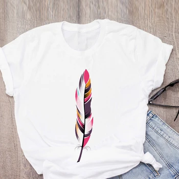 Žena Tshirts Pierko Vtáka Karikatúra Grafiku, Tlač T-shirt Ženy Harajuku Estetické Biela Tričko Dámske Top Ženský Čaj T-Shirt