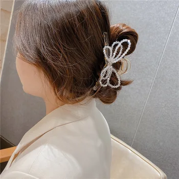 Kórejský Crystal Motýľ Pazúry Vlasy Pazúry sponky do Vlasov Vlasové Doplnky Veľké Vlasy Pazúry na Zadnej časti Hlavy