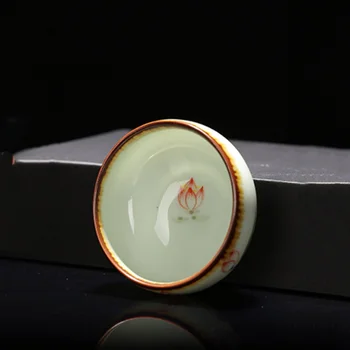 Vintage Keramické Teacup Ručne maľované Lotus listový Čaj Misa ' er Pu Master šálku Čaju Cestovné Prenosné Osobné Jednu Šálku Čaju nastaviť 45ml