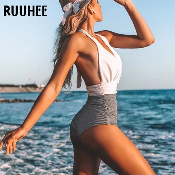 RUUHEE jednodielne dámske Plavky Plus Veľkosť Bikini Kvet Leopard Tlač Push Up Čalúnená Trikini Žena, plavky 2021 Plavky