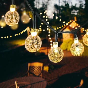 Solárne Svietidlo Crystal Ball LED Reťazec Svetlá Flash Nepremokavé Víla Garland pre Vonkajšie Záhradné Dekorácie, Darčeky 20/50/00 LED Dekor