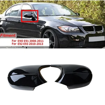 2 ks Cool Čierne Zrkadlo Pokrytie Pre BMW E90 E91 2008-2011 E92 E93 2010-2013 M3 Štýl E80 E81 E87 Dvere Auta Spätné Zrkadlo Pokrytie Spp