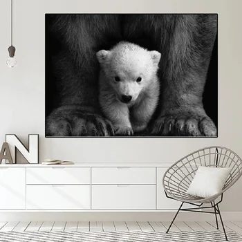 Nordic Umenie Maľby Zvierat, Malý Ľadový Medveď Plátno olejomaľba Plagáty a Vytlačí Rodiny Obývacia Izba Dekorácie Maľovanie