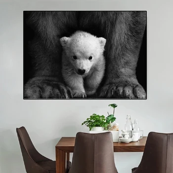 Nordic Umenie Maľby Zvierat, Malý Ľadový Medveď Plátno olejomaľba Plagáty a Vytlačí Rodiny Obývacia Izba Dekorácie Maľovanie