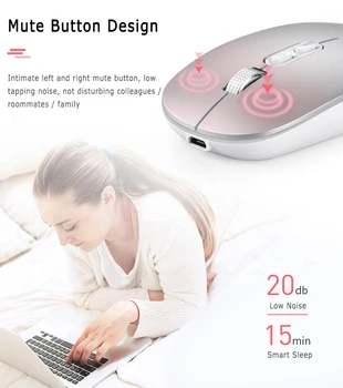 Dobíjacia Bezdrôtová Myš 2.4 G A Bluetooth 5.0 Duálny Režim USB Prijímač Tichý Myš, 1600DPI Pre iOS Pre MAC Okno Počítač
