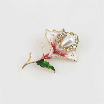 Elegantné Lily Rose Brošňa Crystal Faux Pearl Flower Brošňa Pin Cardigan Kabát Príslušenstvo Corsage pre Ženy Strany Darček Šperky
