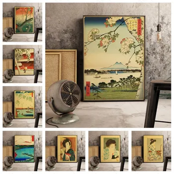 Klasické Japonské Prírodné Scenérie Plagáty a Vypíše Pekný Geisha Plátno na Maľovanie pre Bar, Kaviareň Domáce Interiér Wall Art Decor