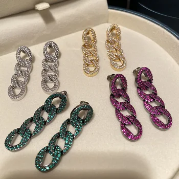 Reťaz Osobnosti Náušnice Farebné Šitie Geometrické Zámok Fialová Luxusné Jednoduché Šperky Kórea Príslušenstvo Svadobné Dary