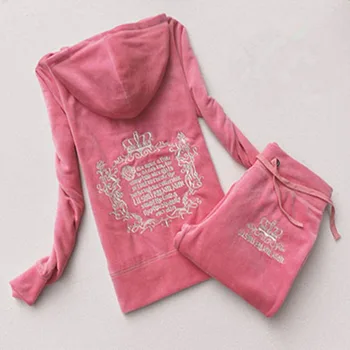 Jar/Jeseň 2021High Kvality Velvet Textílie Tepláky Ženy Velúrové Sweatsuit Hoodies Celý Rukáv Topy a Potu Nohavice Set S-XXXL