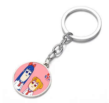 Japonsko, anime POP TÍM EPICKÉ Keychain Bronz Striebro čierne Sklo Dome prívesok na Taška Kúzlo náhrdelník Keyring Držiteľ Deti, chlapec a dievča