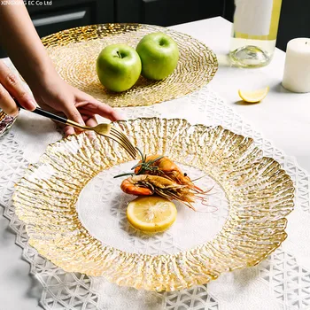 Nordic Luxusné Krištáľové Sklo Ovocný Tanier Západnej Potravín Veľká Platňa Domácnosti Riad Obývacej Izbe Čaj Stôl Dekorácie Remeslá