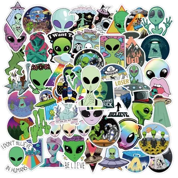10/30/50pcs Zábavné UFO Cudzie Cartoon Nálepky Anime Notebook Batožiny Prilba Kufor Skateboard Nepremokavé Nálepky Dieťa Hračku Obtlačky