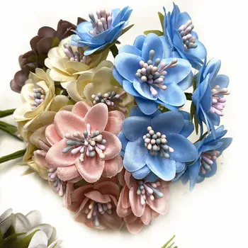 YOOROMER 6pcs umelé ruže hodváb kytice stočený látkové kvety ručne DIY zápisník remesiel svadobné dekorácie falošné kvety