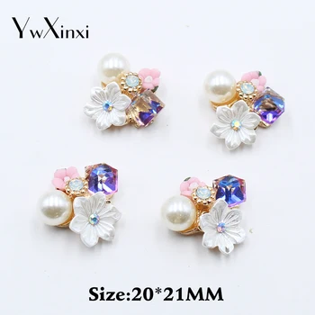 YWXINXI 5Pc/veľa 20*21 mm Kvet/Crystal Pearl DIY Šperky Príslušenstvo Ručné Ploché Brošňa Embellishment Šperky Zistenia