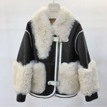 Nový dizajn ženy zimné merino ovčej kabát reálne jahňacie kožušiny bunda a kabát pre dámy