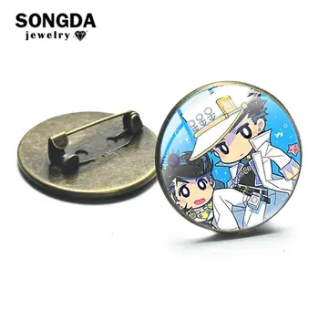SONGDA Hot Anime JoJos Bizarné Dobrodružstvo Brošňa Pin Cartoon 3D Tlačené Sklenené Okrúhle Kovové Preklopke Kolíky Tlačidlo Odznak Fanúšikov Zber