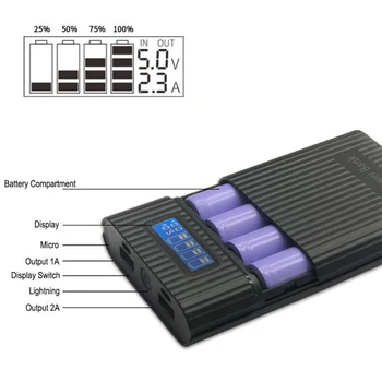 4 x 18650 DIY LCD Displej Batéria Banka Prenosné Batérie Shell Box Prípade DIY KIT Digital Power Bank Skladovanie Batérií Prípadoch .