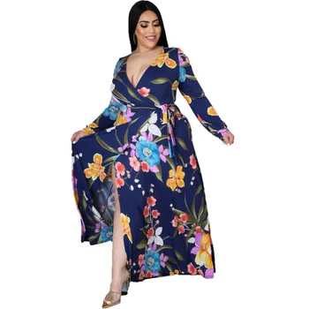 6XL 5XL Plus Veľkosť Oblečenie pre Ženy Dlhé Šaty 2021 Jar Jeseň Elegantný Dlhý Rukáv Maxi Šaty Dámske Oblečenie Afriky Šaty