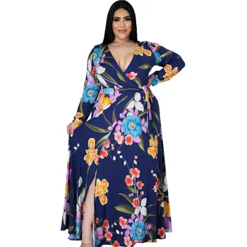 6XL 5XL Plus Veľkosť Oblečenie pre Ženy Dlhé Šaty 2021 Jar Jeseň Elegantný Dlhý Rukáv Maxi Šaty Dámske Oblečenie Afriky Šaty