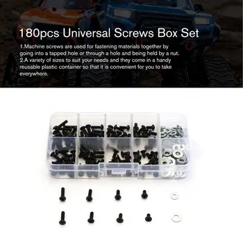 180pcs Univerzálne Skrutky Box Set pre 1/10 HSP Traxxas Tamiya HPI Kyosho D90 SRC10 Diaľkové Ovládanie, RC Model Auto Diely