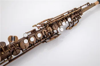 Vyrobené vo Francúzsku Mark VI Mosadz Rovno Soprán Sax Saxofón Bb B Ploché Woodwind Nástroj Prírodné Shell Tlačidlo Vybojovať Vzor