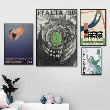 Svetový Pohár v Roku 1930 v Uruguaji FIFA Čile 1962 TALIANSKO 1990 Italia 90 Argentína 1978 Plátno Plagát Futbal Wall Art Print Maľba Dekorácií
