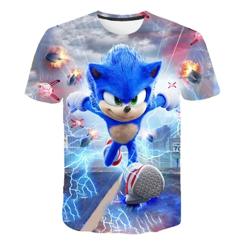 2021 Letné Deti Oblečenie Krátky Rukáv 3D animovaný Vytlačené Sonic T Shirt pre Streetwear Teenager Xxx Chlapci a Dievčatá, Deti Topy