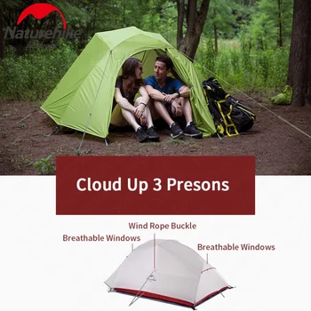 Naturehike Camping Stan Cloud Up 1 2 3 Inovované Ultralight Nepremokavé Vonkajšie Turistika Nylon Backpacking Stan Stany S Mat Zadarmo