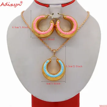 Adixyn Jewellry-set Prívesok, Náušnice, Náhrdelník pre ženy Multicolor luxusné Šperky Dubaj Francúzsko Štýl N04225