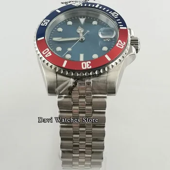 40 mm, Sterilné Zafírové Sklo Luxusné Pánske Hodinky Modrá Červená Keramická Fazeta 24 Šperky Japonsko NH35 Automatický Pohyb Mužských Náramkové hodinky