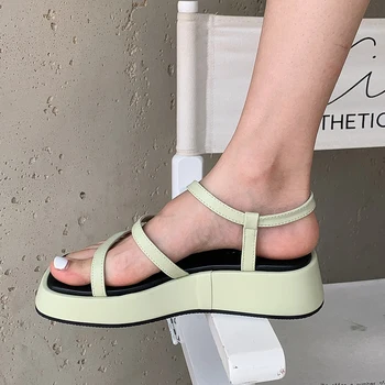 Dámske Sandále na Platforme Klinové Podpätky Žlté Sandále Ženy 2021 Luxusné Značky Topánky Nízke Podpätky Sandále Lete Kliny