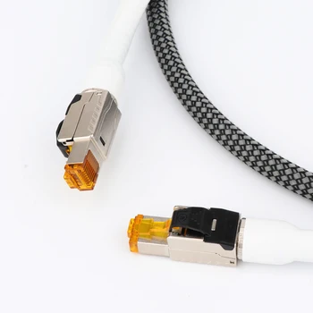 Monosaudio Ethernetový Kábel Cat 8 Speed Kábel siete Lan RJ45 Sieťový Patch Kábel s Vysoko Lešteného Striebra Plátovaného OFC Vodič