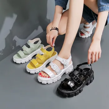 BRKWLYZ 2021 Sandále Ženy, Obuvi, Módnych 5,5 cm Podpätku Lete Ženy Sandále Módne Sandále Pracky Non-slip Základné Bežné