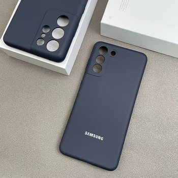Tekutý Silikón Telefón puzdro Pre Samsung Galaxy S21 Plus Uitra TPU Č Odtlačkov prstov Krytie Soft-Touch Povrch Späť Ochranné