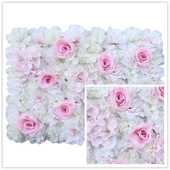 DIY Pink White Rose Umelý Kvet Stene Panel Dekorácie Pozadie Svadobné Party Kvetinové Steny Narodeniny Shop Dekor Prispôsobiteľné