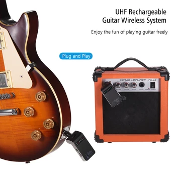 T3R3 UHF Nabíjateľná Gitara Bezdrôtový Systém Elektrická Gitara Audio Vysielač, Prijímač, 4 Kanály, Max. 100M Rozsah Prenos