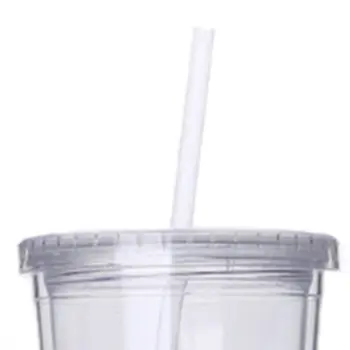Double-layer plastové anti-scalding strane slamy pohár Premium Triede, Akryl Dvojité Murované Umývačke Univerzálny