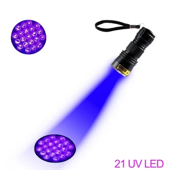 UV Lampa 21LED 12LED 395-400 nm UV žiareniu UV LED Baterky Linterna Pochodeň Ultrafialové Čierne Svetlo, Fluorescenčná Lampa
